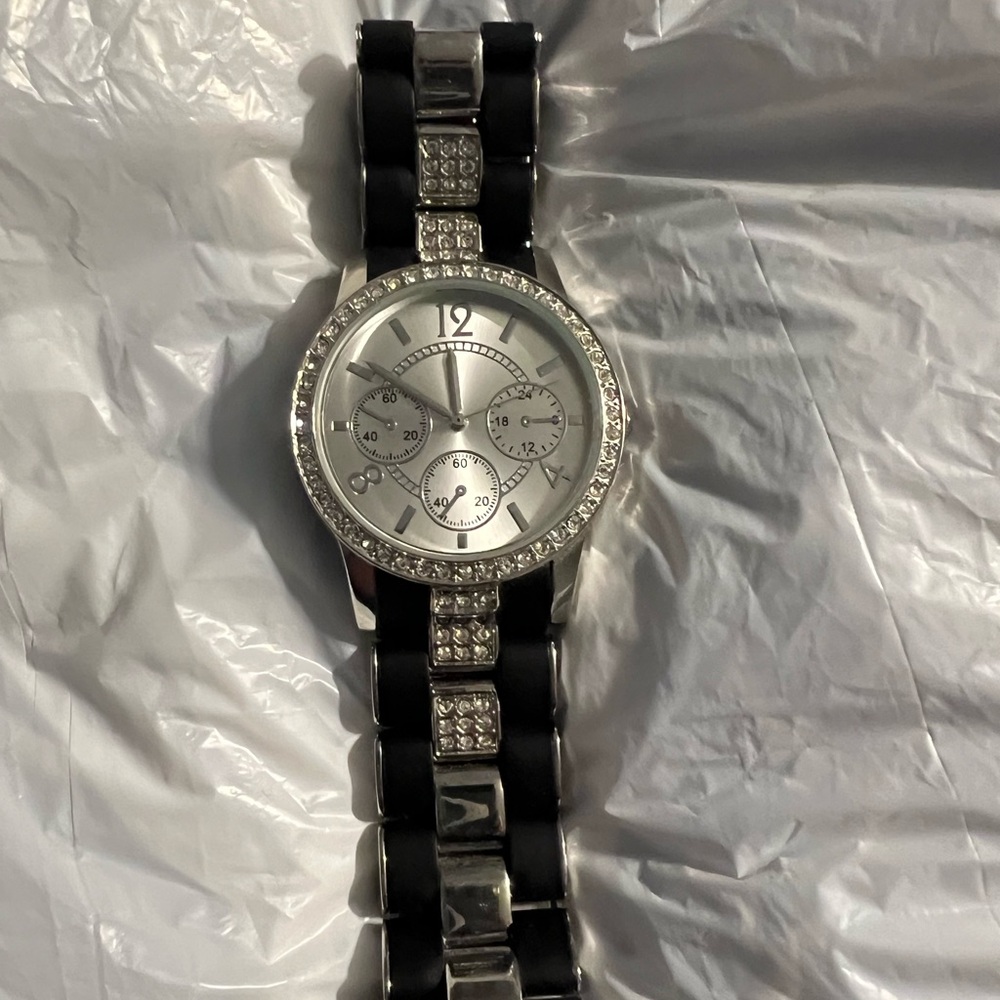 Elegant Silver and Black Women's Watch